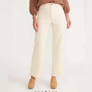 Marine Layer Full Length Raw Edge Bridget Pant in Cream